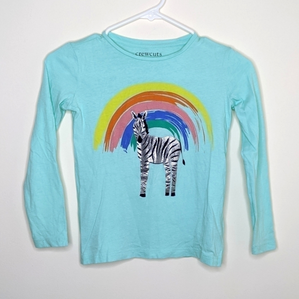 Crewcuts Zebra Rainbow Long Sleeve Shirt S 6/7
